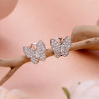 925 Sterling Silver Cubic Zirconia Framed Butterfly Earrings