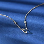 Heart Shaped Necklace 925 Sterling Silver With Two Moissanite Accents On The Chain
