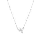 Crescent Moon Necklace With Star 925 Sterling Silver Cubic Zirconia Prong-Set Star Charm