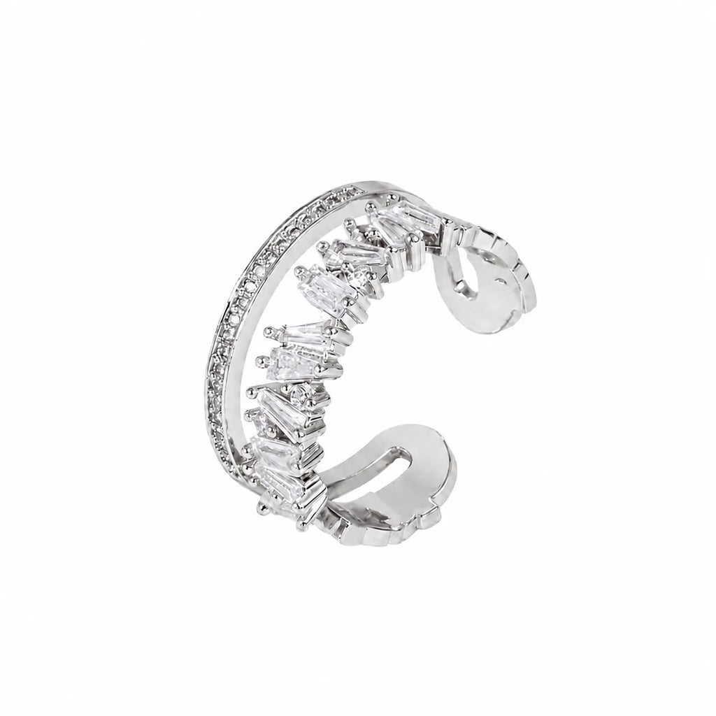 Crown Band Ring 925 Sterling Silver Cubic Zirconia Irregular Edge Design