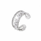 Crown Band Ring 925 Sterling Silver Cubic Zirconia Irregular Edge Design