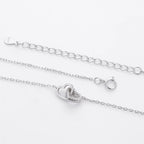 Double Heart Necklace 925 Sterling Silver Interlocking Heart Charm with Cubic Zirconia