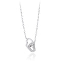 Double Heart Necklace 925 Sterling Silver Interlocking Heart Charm with Cubic Zirconia