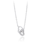 Double Heart Necklace 925 Sterling Silver Interlocking Heart Charm with Cubic Zirconia