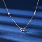 Heart Shaped Necklace 925 Sterling Silver With Two Moissanite Accents On The Chain