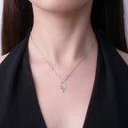 Moissanite Heart Necklace 925 Sterling Silver Asymmetrical Open Heart Design With 1 Carat Center Stone