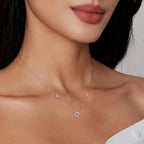 Heart Shaped Necklace 925 Sterling Silver With Two Moissanite Accents On The Chain