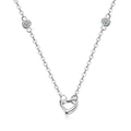 Heart Shaped Necklace 925 Sterling Silver With Two Moissanite Accents On The Chain