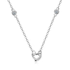 Heart Shaped Necklace 925 Sterling Silver With Two Moissanite Accents On The Chain