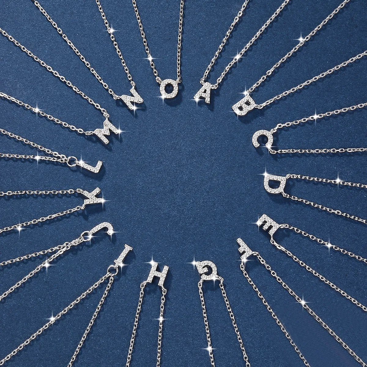 925 Sterling Silver Initial Necklace for Women Letter Pendant