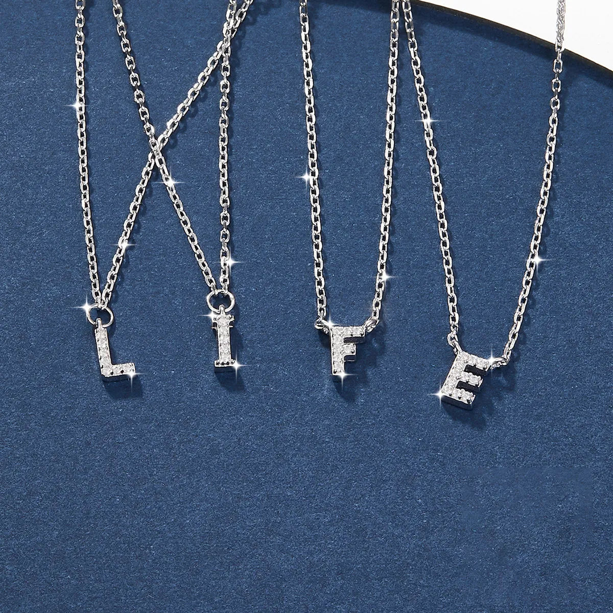 925 Sterling Silver Initial Necklace for Women Letter Pendant