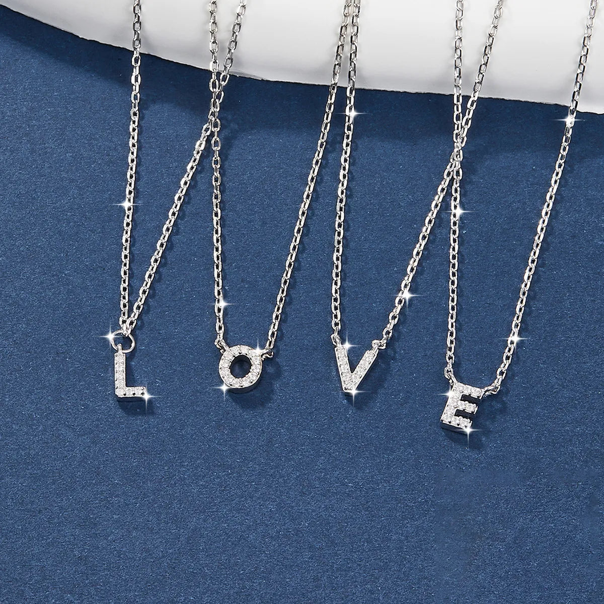 925 Sterling Silver Initial Necklace for Women Letter Pendant