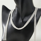 Long Tassel Necklace in 925 Sterling Silver Multi Strand Chain with Italian Inspiration