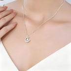 Moon And Star Necklace 925 Sterling Silver Woven Moon Design