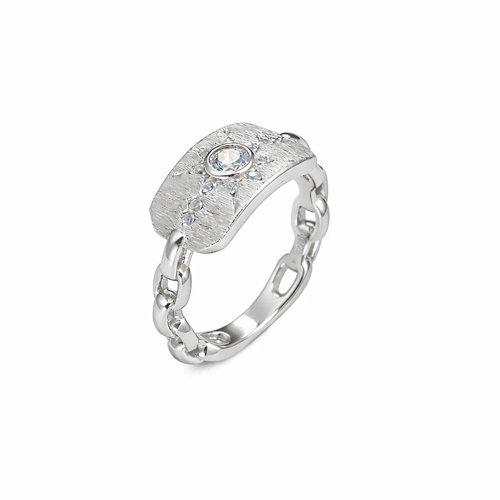 Vintage Sunburst Signet Ring in 925 Sterling Silver