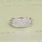 Vintage Sunburst Signet Ring in 925 Sterling Silver