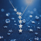 Star Necklace 925 Sterling Silver Moissanite Six Star Drop Design