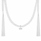 Long Tassel Necklace in 925 Sterling Silver Multi Strand Chain with Italian Inspiration