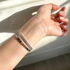 Tennis Bangle 925 Sterling Silver Cubic Zirconia Geometric Faceted Edge Design