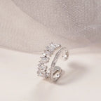 Crown Band Ring 925 Sterling Silver Cubic Zirconia Irregular Edge Design