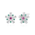 Snowflake Stud Earrings 925 Sterling Silver Cubic Zirconia Multicolor