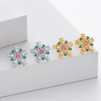Snowflake Stud Earrings 925 Sterling Silver Cubic Zirconia Multicolor