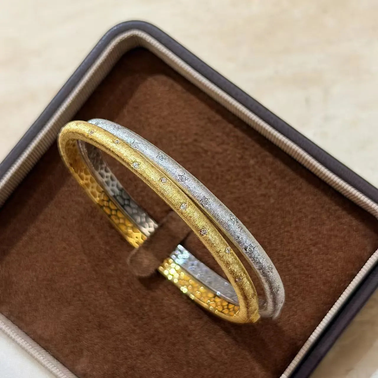 Star Bangle 925 Sterling Silver Brushed Finish With Cubic Zirconia Accents