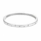 Star Bangle 925 Sterling Silver Brushed Finish With Cubic Zirconia Accents