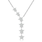 Star Necklace 925 Sterling Silver Moissanite Six Star Drop Design