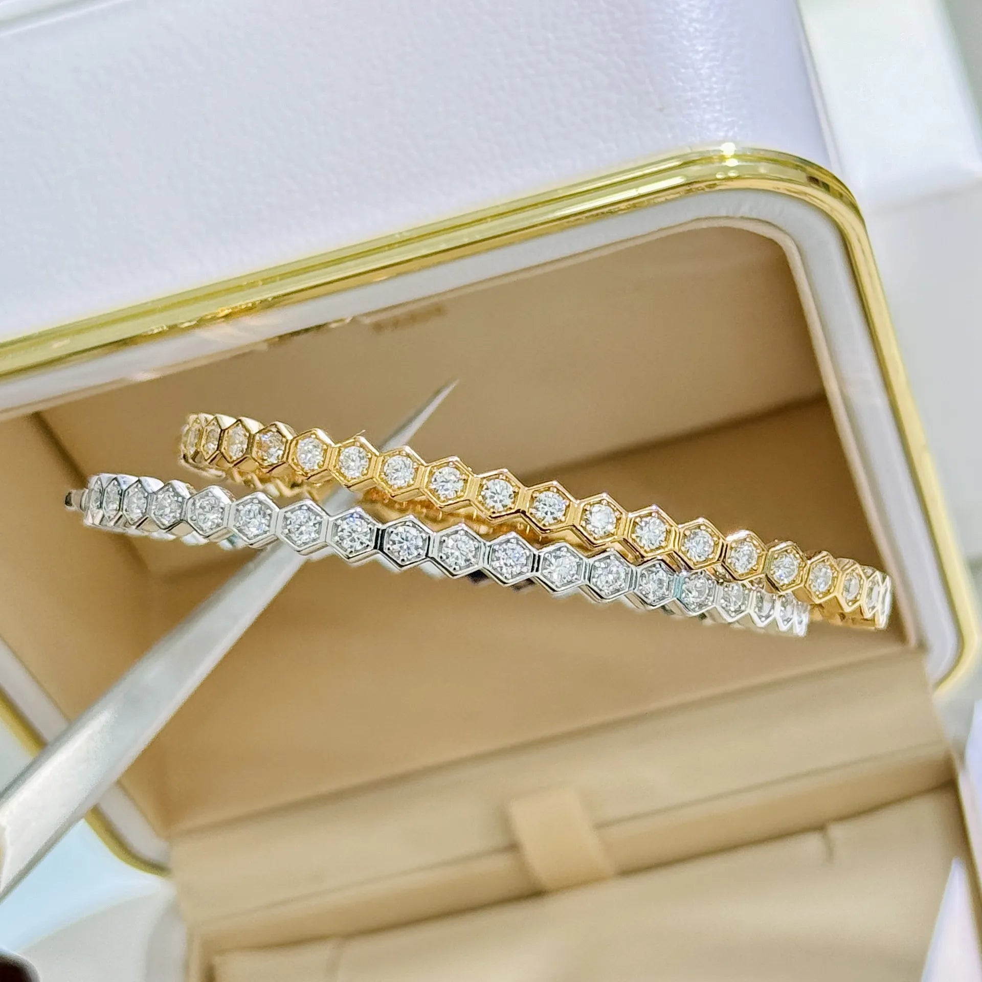 925 Sterling Silver Stackable Bangle Bracelet with Cubic Zirconia