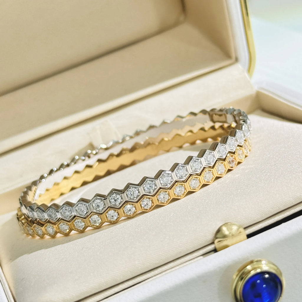 925 Sterling Silver Stackable Bangle Bracelet with Cubic Zirconia