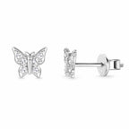 Petite Butterfly Stud Earrings with Moissanite in 925 Sterling Silver