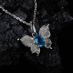 925 Sterling Silver Butterfly Necklace with Natural Gemstone