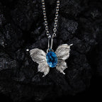 925 Sterling Silver Butterfly Necklace with Natural Gemstone