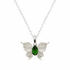 925 Sterling Silver Butterfly Necklace with Natural Gemstone