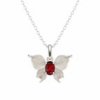 925 Sterling Silver Butterfly Necklace with Natural Gemstone