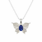 925 Sterling Silver Butterfly Necklace with Natural Gemstone