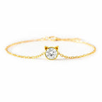 925 Sterling Silver Birthstone Bracelet with Cat Cubic Zirconia for Women