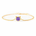 925 Sterling Silver Birthstone Bracelet with Cat Cubic Zirconia for Women