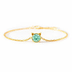 925 Sterling Silver Birthstone Bracelet with Cat Cubic Zirconia for Women
