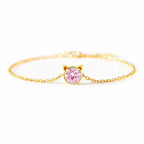925 Sterling Silver Birthstone Bracelet with Cat Cubic Zirconia for Women