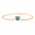925 Sterling Silver Birthstone Bracelet with Cat Cubic Zirconia for Women
