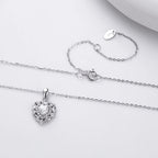 Moissanite Heart Necklace 925 Sterling Silver 0.5 Carat Heart Cut Stone With Pave Frame