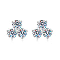 925 Sterling Silver Clover Earrings with Three Moissanite Stones