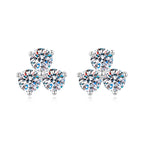 925 Sterling Silver Clover Earrings with Three Moissanite Stones