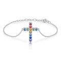 925 Sterling Silver Multicolor Cross Bracelet