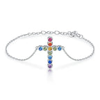 925 Sterling Silver Multicolor Cross Bracelet