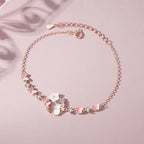 925 Sterling Silver Flower Bracelet with Butterfly and Cat Motifs