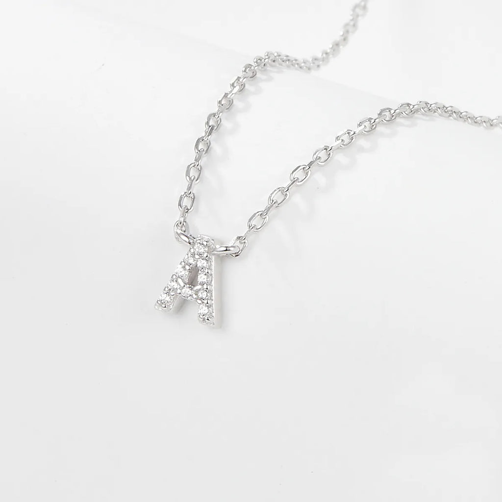 925 Sterling Silver Initial Necklace for Women Letter Pendant