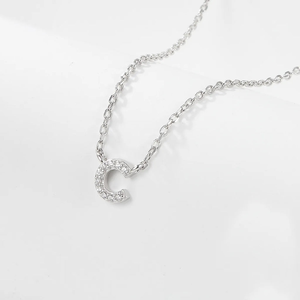 925 Sterling Silver Initial Necklace for Women Letter Pendant